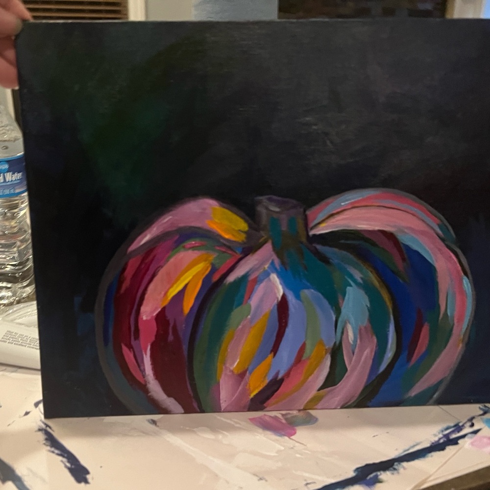 Pumpkin Paintings All Year Decor. Handmade hand, painted acrylic, 9” x 12” - Picture 5 of 9